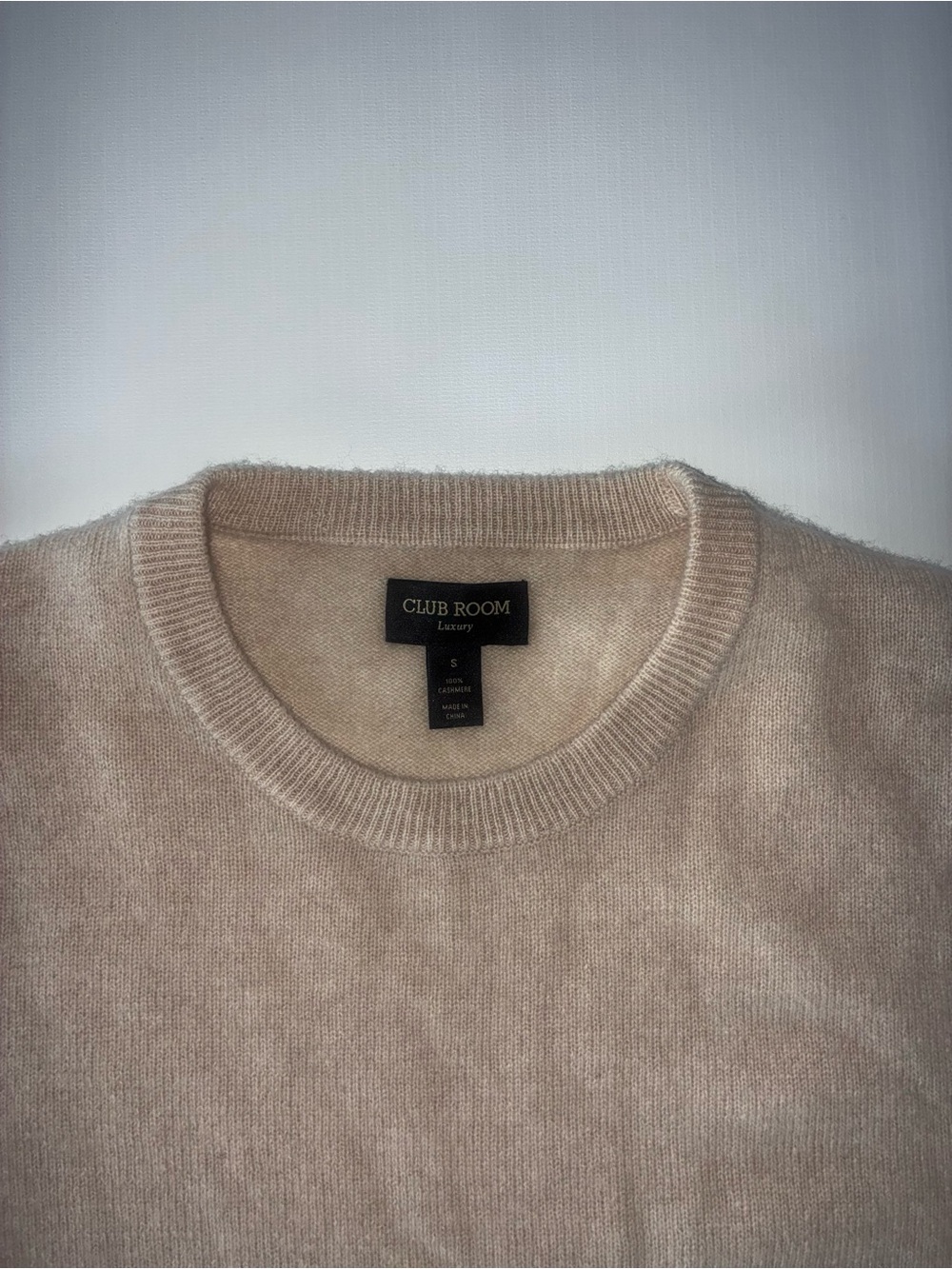 Club Room Men's Cream Crewneck 100 Cashmere Sweater
